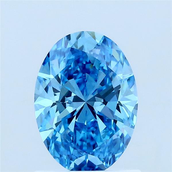 1.03 Carat Oval Lab Grown Diamond, Fancy Vivid Blue Color, VS1 Clarity