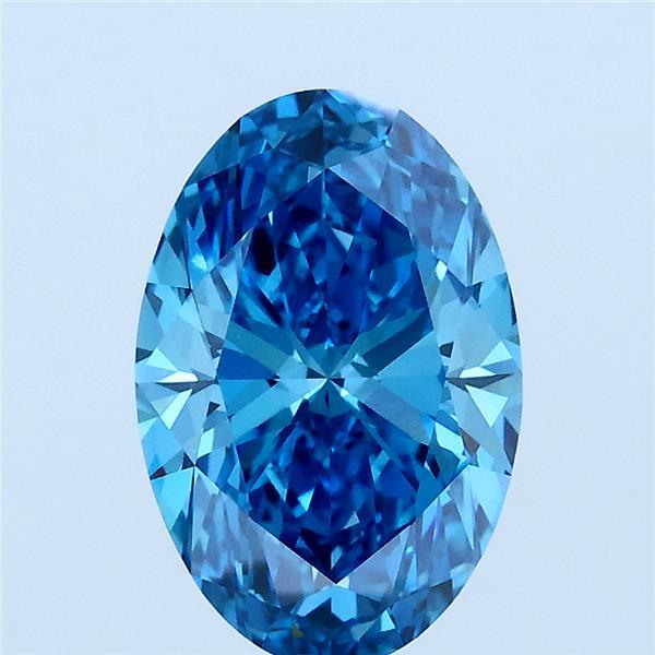 2.00 Carat Oval Lab Grown Diamond, Fancy Vivid Blue Color, VVS2 Clarity