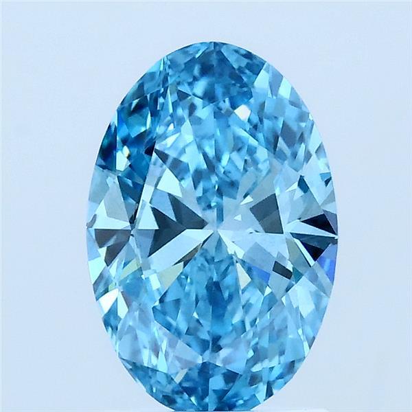 1.51 Carat Oval Lab Grown Diamond, Fancy Vivid Blue Color, VS2 Clarity