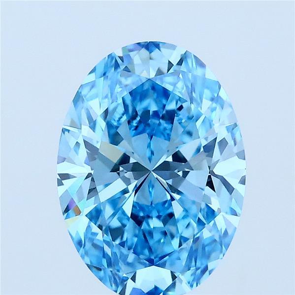 2.00 Carat Oval Lab Grown Diamond, Fancy Vivid Blue Color, VVS2 Clarity