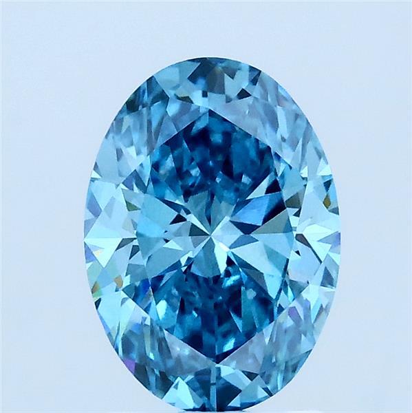 1.50 Carat Oval Lab Grown Diamond, Fancy Vivid Blue Color, VS1 Clarity