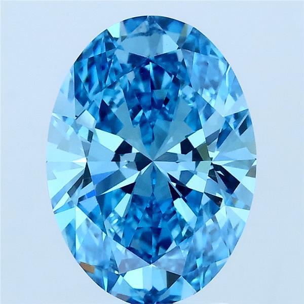 2.05 Carat Oval Lab Grown Diamond, Fancy Vivid Blue Color, VVS2 Clarity
