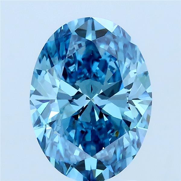 2.01 Carat Oval Lab Grown Diamond, Fancy Vivid Blue Color, VS1 Clarity