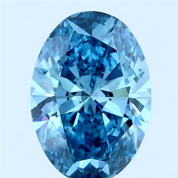 1.04 Carat Oval Lab Grown Diamond, Fancy Vivid Blue Color, VVS2 Clarity