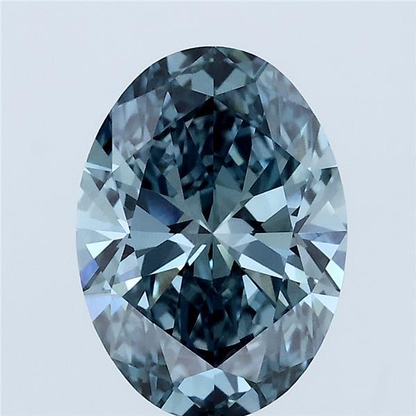 2.00 Carat Oval Lab Grown Diamond, Fancy Vivid Blue Color, VVS2 Clarity