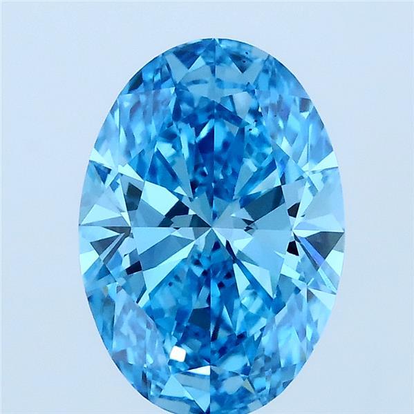 2.03 Carat Oval Lab Grown Diamond, Fancy Vivid Blue Color, VS1 Clarity