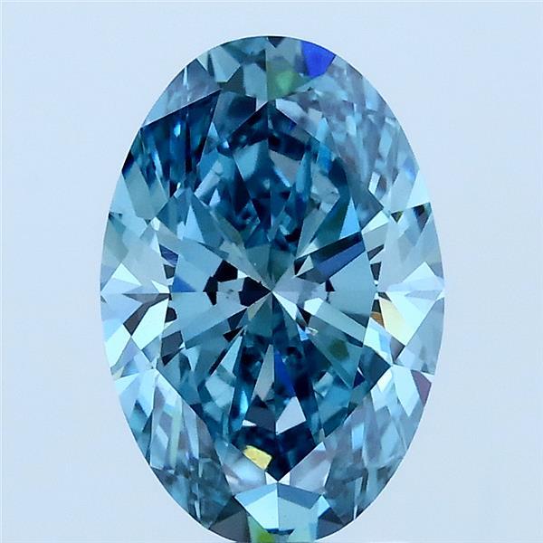 2.01 Carat Oval Lab Grown Diamond, Fancy Vivid Blue Color, VS1 Clarity
