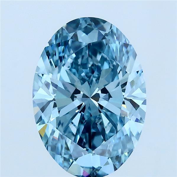 2.25 Carat Oval Lab Grown Diamond, Fancy Vivid Blue Color, VVS2 Clarity