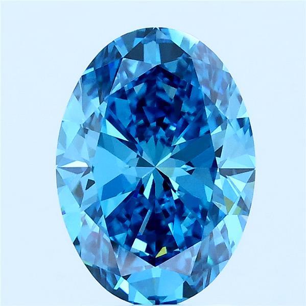 2.00 Carat Oval Lab Grown Diamond, Fancy Vivid Blue Color, VVS2 Clarity