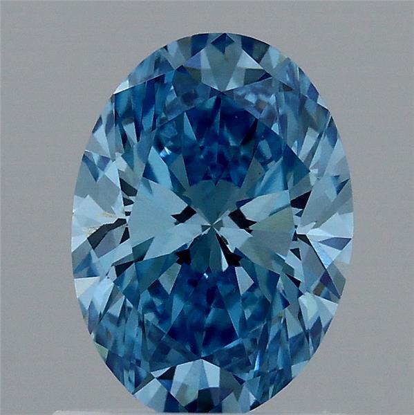 1.00 Carat Oval Lab Grown Diamond, Fancy Vivid Blue Color, VVS2 Clarity