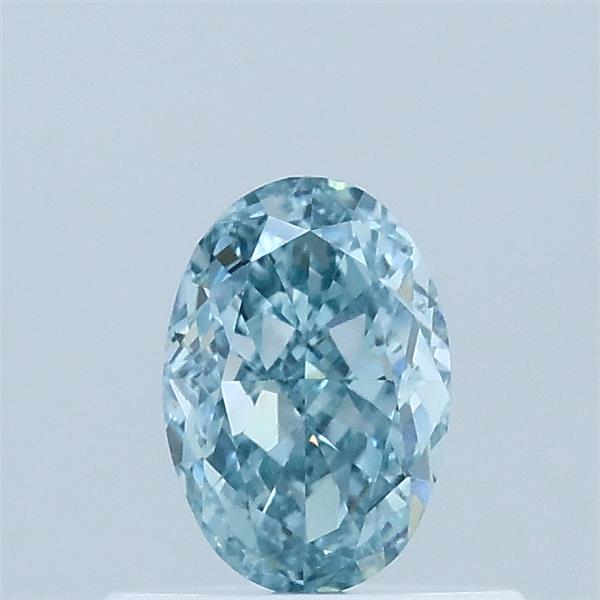 0.54 Carat Oval Lab Grown Diamond, Fancy Vivid Blue Color, VVS2 Clarity
