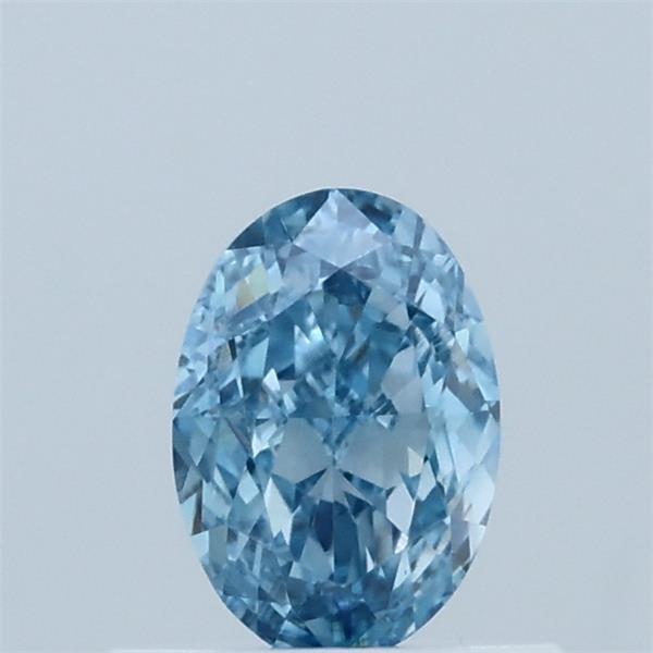 0.60 Carat Oval Lab Grown Diamond, Fancy Vivid Blue Color, VVS2 Clarity