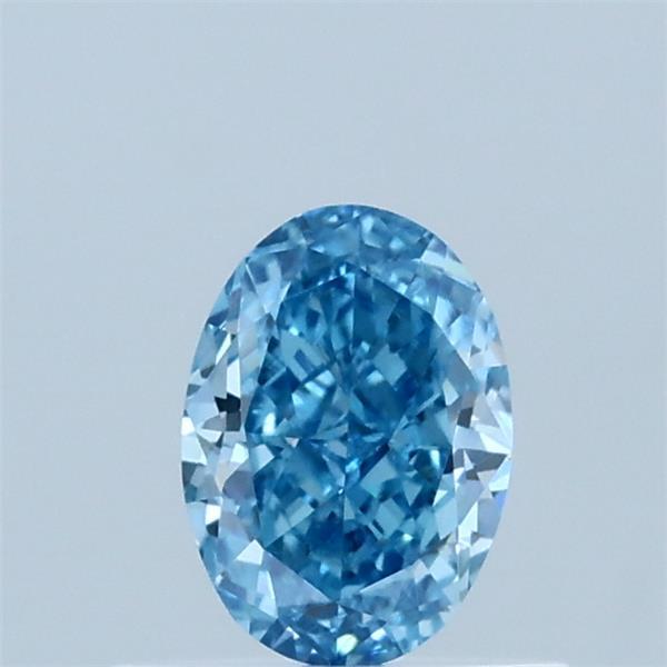 0.56 Carat Oval Lab Grown Diamond, Fancy Vivid Blue Color, VS1 Clarity