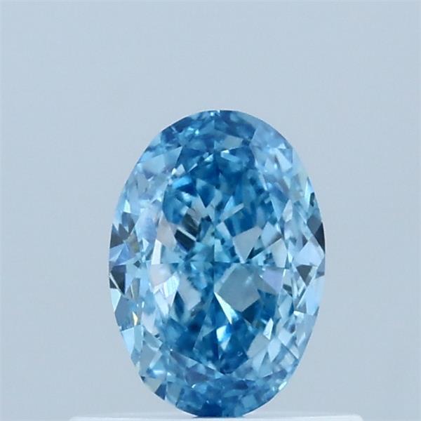 0.59 Carat Oval Lab Grown Diamond, Fancy Vivid Blue Color, VS1 Clarity