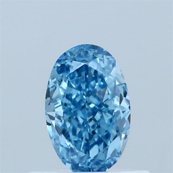 0.59 Carat Oval Lab Grown Diamond, Fancy Vivid Blue Color, VS1 Clarity