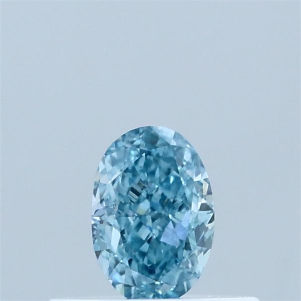 0.35 Carat Oval Lab Grown Diamond, Fancy Vivid Blue Color, VS1 Clarity