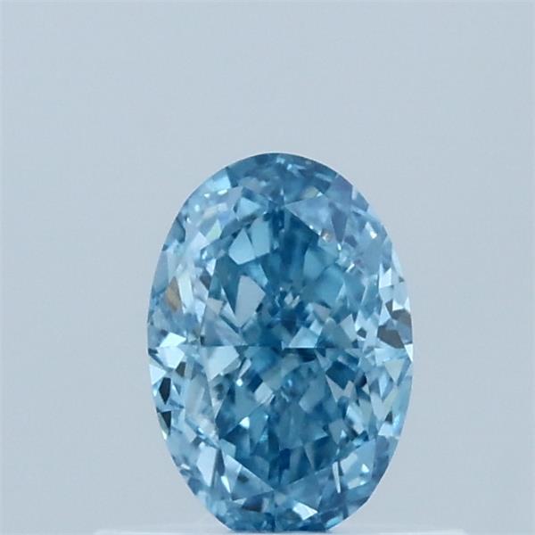 0.59 Carat Oval Lab Grown Diamond, Fancy Vivid Blue Color, VVS2 Clarity