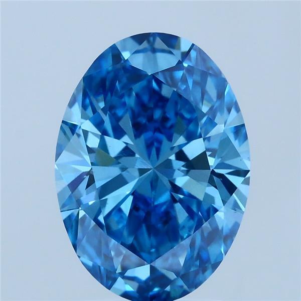 3.00 Carat Oval Lab Grown Diamond, Fancy Vivid Blue Color, VS1 Clarity