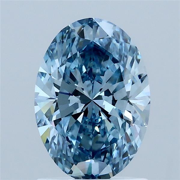 1.31 Carat Oval Lab Grown Diamond, Fancy Vivid Blue Color, VS1 Clarity