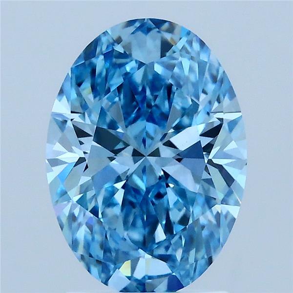 2.08 Carat Oval Lab Grown Diamond, Fancy Vivid Blue Color, VS1 Clarity