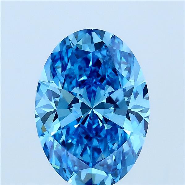 2.01 Carat Oval Lab Grown Diamond, Fancy Vivid Blue Color, VVS2 Clarity