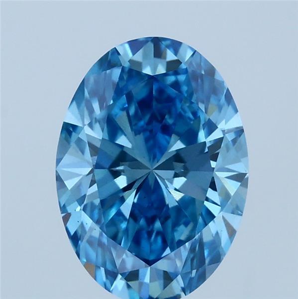 2.00 Carat Oval Lab Grown Diamond, Fancy Vivid Blue Color, VS1 Clarity