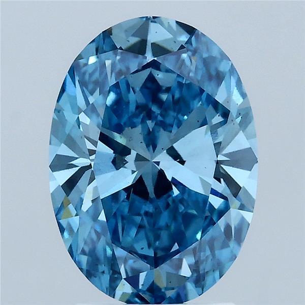 2.52 Carat Oval Lab Grown Diamond, Fancy Vivid Blue Color, VS2 Clarity