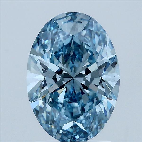 2.01 Carat Oval Lab Grown Diamond, Fancy Vivid Blue Color, VS2 Clarity