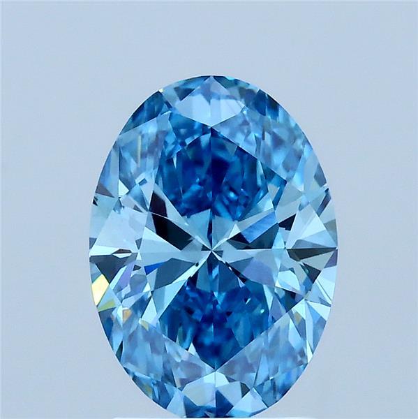 2.00 Carat Oval Lab Grown Diamond, Fancy Vivid Blue Color, VS1 Clarity
