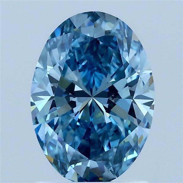 1.52 Carat Oval Lab Grown Diamond, Fancy Vivid Blue Color, VS1 Clarity