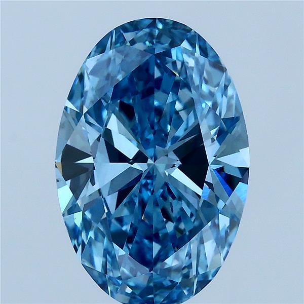 3.01 Carat Oval Lab Grown Diamond, Fancy Vivid Blue Color, VS1 Clarity