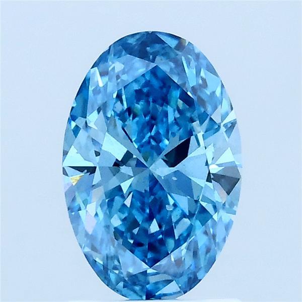 1.01 Carat Oval Lab Grown Diamond, Fancy Vivid Blue Color, VS2 Clarity