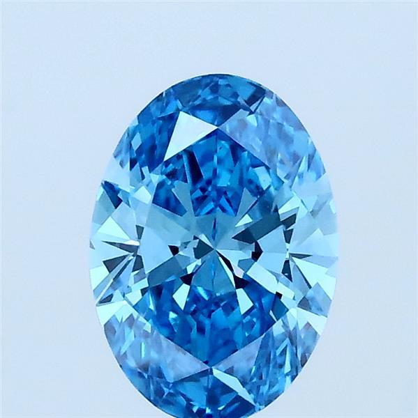 1.00 Carat Oval Lab Grown Diamond, Fancy Vivid Blue Color, VS1 Clarity