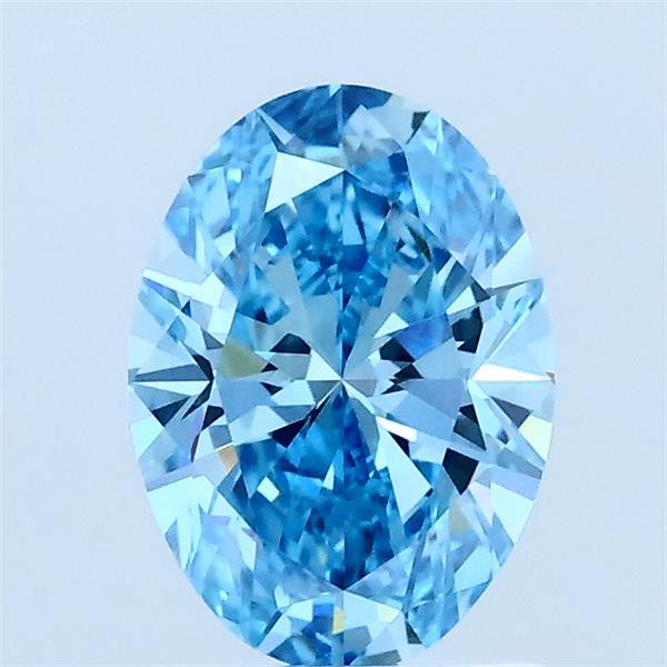 1.03 Carat Oval Lab Grown Diamond, Fancy Vivid Blue Color, VVS2 Clarity