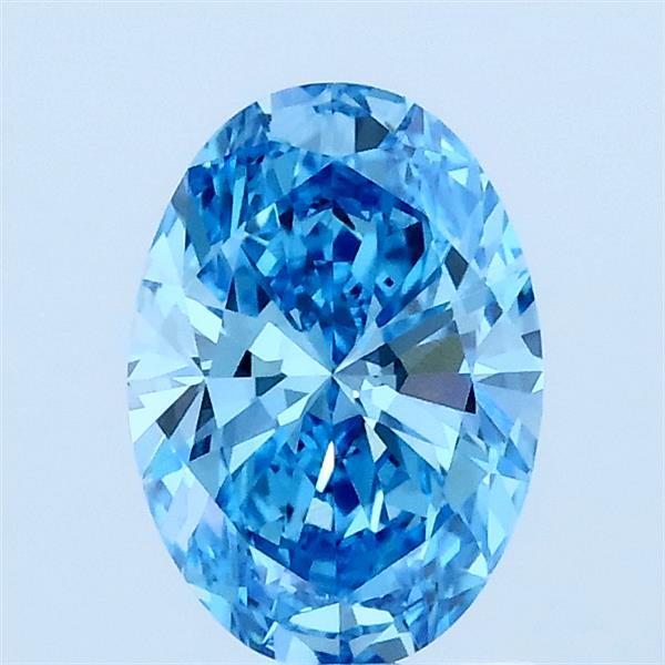 1.00 Carat Oval Lab Grown Diamond, Fancy Vivid Blue Color, VVS2 Clarity