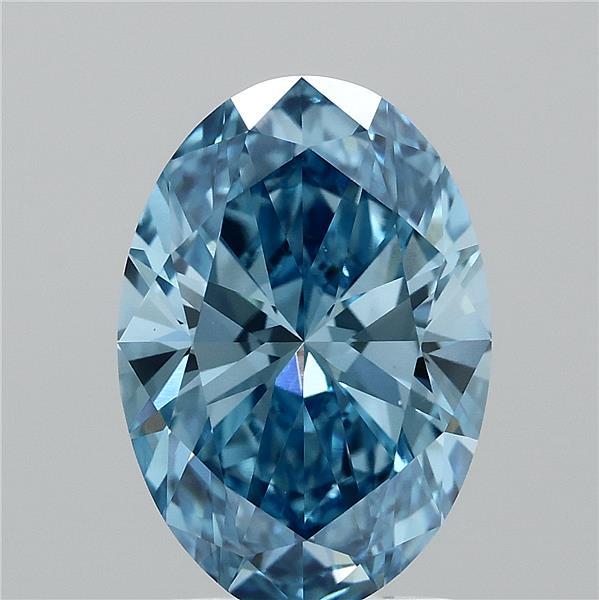 2.04 Carat Oval Lab Grown Diamond, Fancy Vivid Blue Color, VVS2 Clarity
