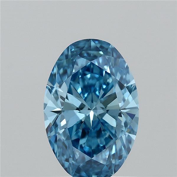 1.00 Carat Oval Lab Grown Diamond, Fancy Vivid Blue Color, VS1 Clarity