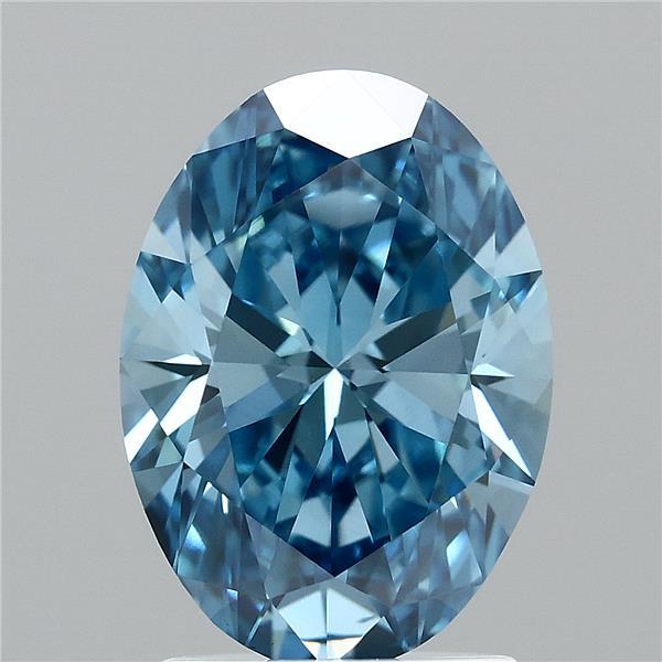 2.00 Carat Oval Lab Grown Diamond, Fancy Vivid Blue Color, VS1 Clarity