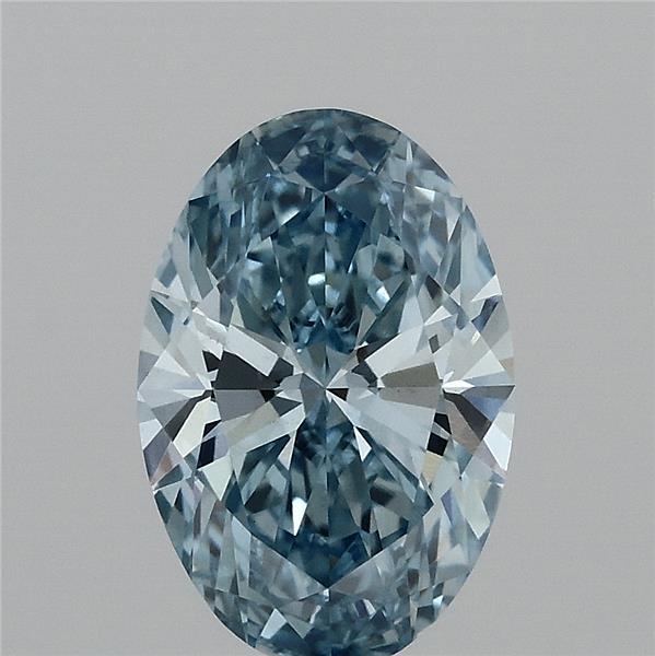 1.89 Carat Oval Lab Grown Diamond, Fancy Vivid Blue Color, VS1 Clarity
