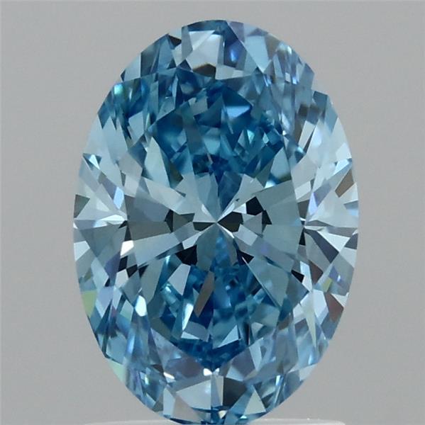 1.50 Carat Oval Lab Grown Diamond, Fancy Vivid Blue Color, VVS2 Clarity