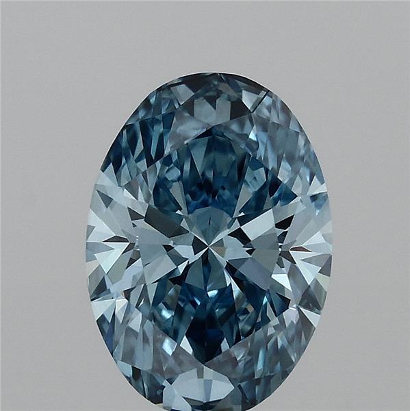 2.01 Carat Oval Lab Grown Diamond, Fancy Vivid Blue Color, VVS2 Clarity