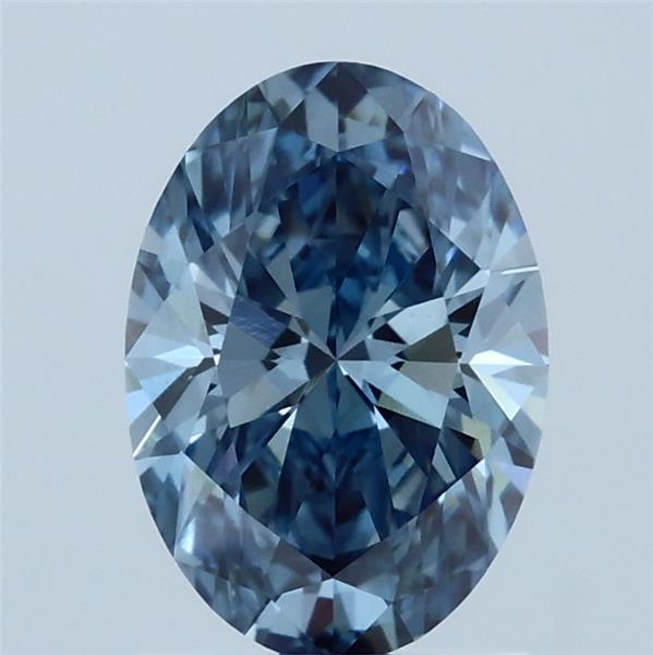 1.38 Carat Oval Lab Grown Diamond, Fancy Vivid Blue Color, VVS2 Clarity