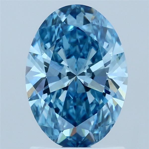 1.40 Carat Oval Lab Grown Diamond, Fancy Vivid Blue Color, VS1 Clarity