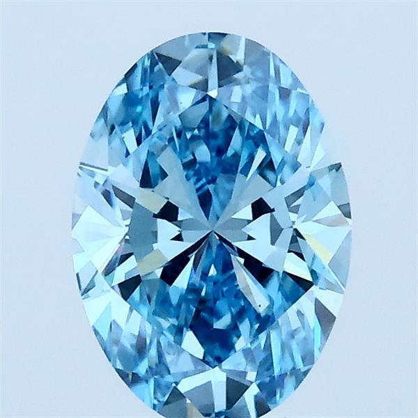 1.02 Carat Oval Lab Grown Diamond, Fancy Vivid Blue Color, VS1 Clarity