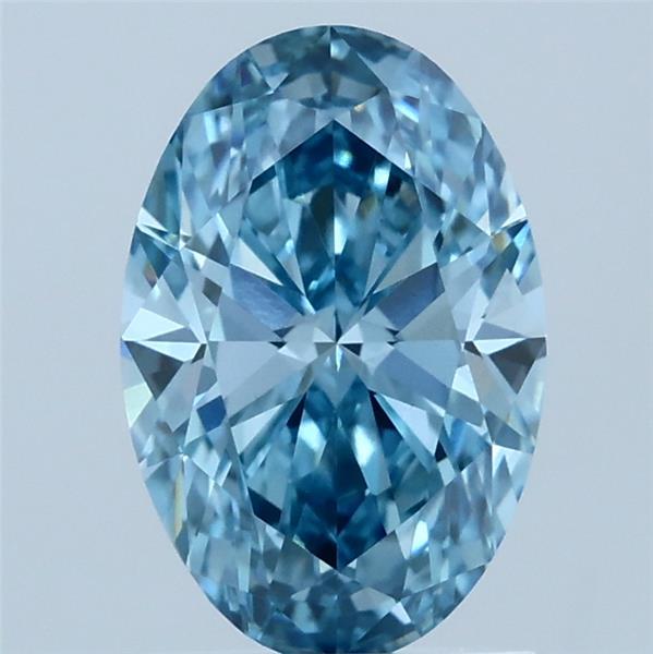 1.50 Carat Oval Lab Grown Diamond, Fancy Vivid Blue Color, VS1 Clarity