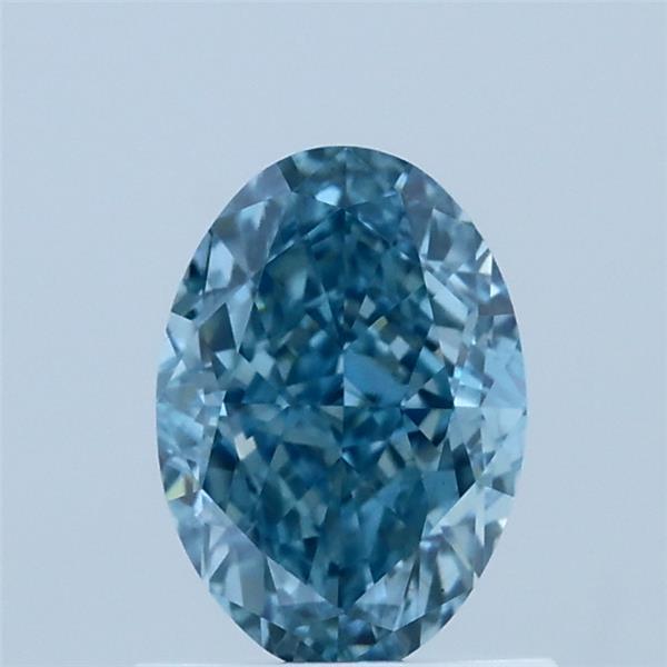 1.08 Carat Oval Lab Grown Diamond, Fancy Vivid Blue Color, VS1 Clarity