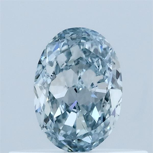 0.37 Carat Oval Lab Grown Diamond, Fancy Intense Blue Color, VVS2 Clarity
