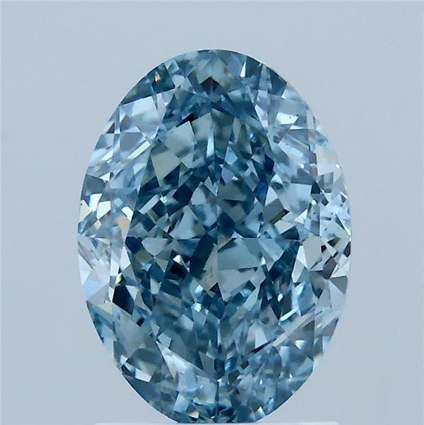 2.19 Carat Oval Lab Grown Diamond, Fancy Vivid Blue Color, VVS2 Clarity