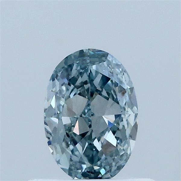 0.61 Carat Oval Lab Grown Diamond, Fancy Intense Blue Color, VVS2 Clarity