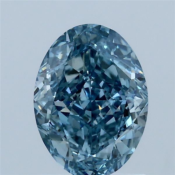 1.58 Carat Oval Lab Grown Diamond, Fancy Vivid Blue Color, VVS2 Clarity